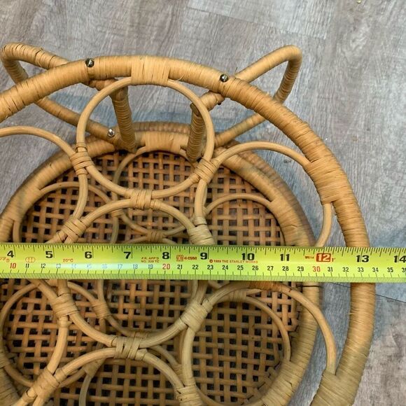 Vintage 60s Wicker Wine Bottle Rack Holder Decor 70s - Picture 10 of 10